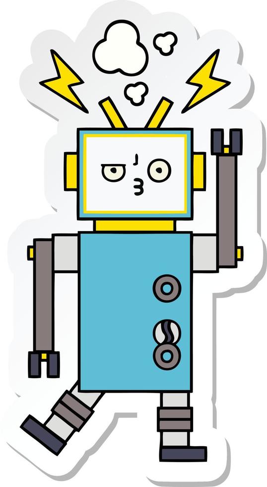 autocollant d'un robot de dessin animé mignon vecteur