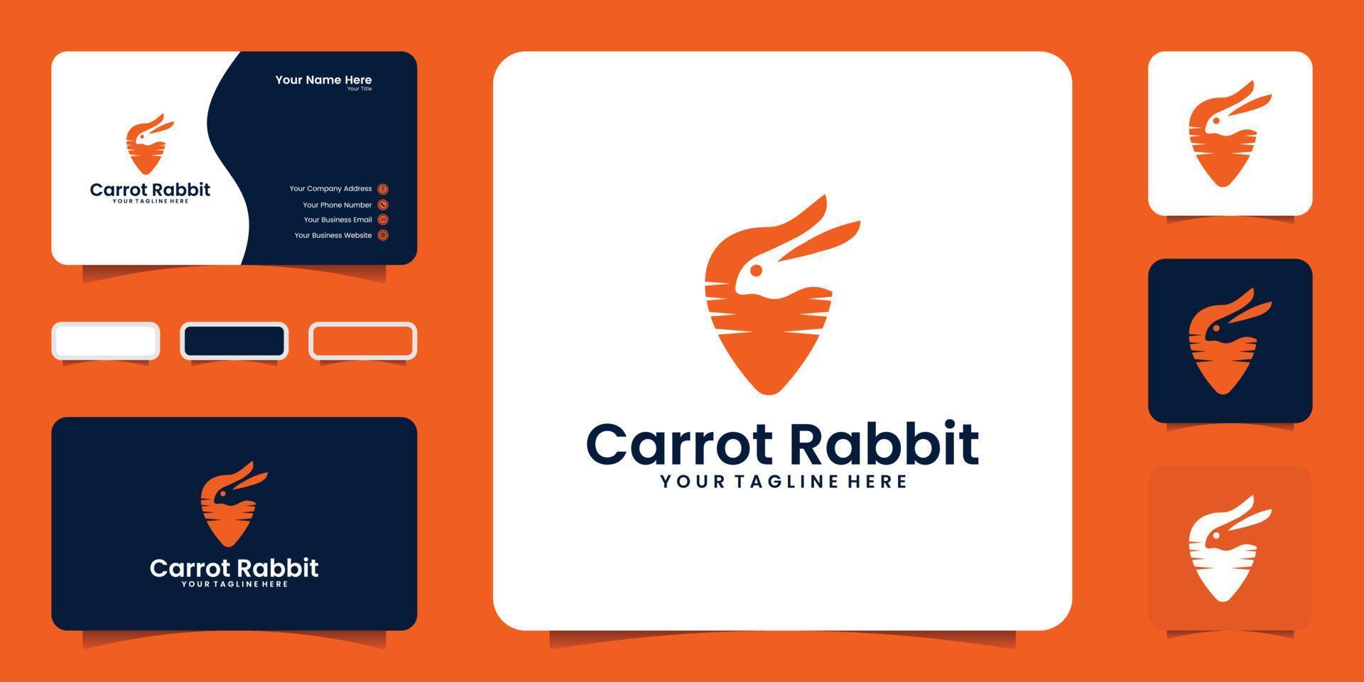 carotte avec création de logo lapin espace négatif vecteur