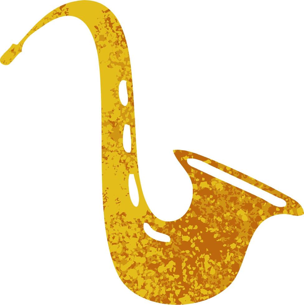 saxophone musical de dessin animé de style illustration rétro vecteur