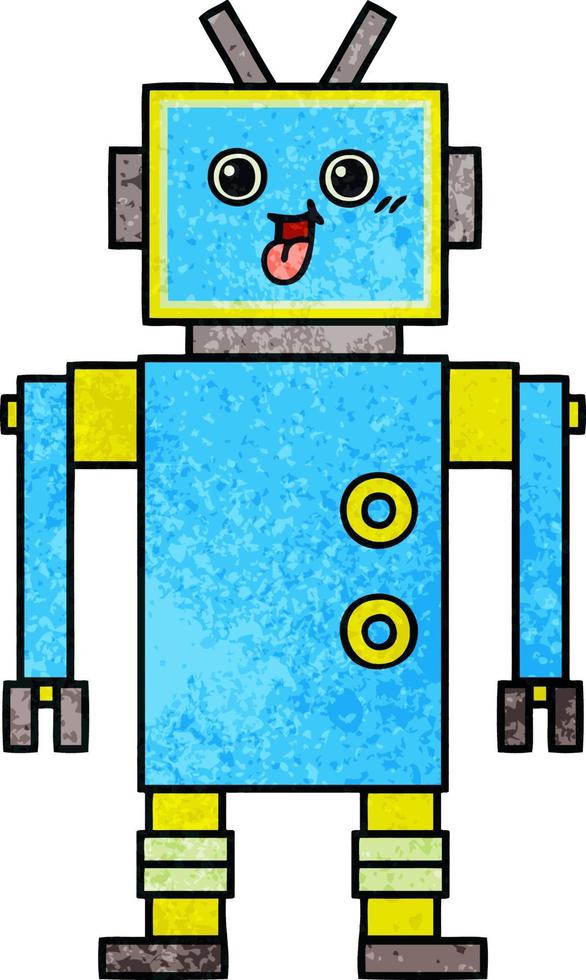 robot de dessin animé de texture grunge rétro vecteur