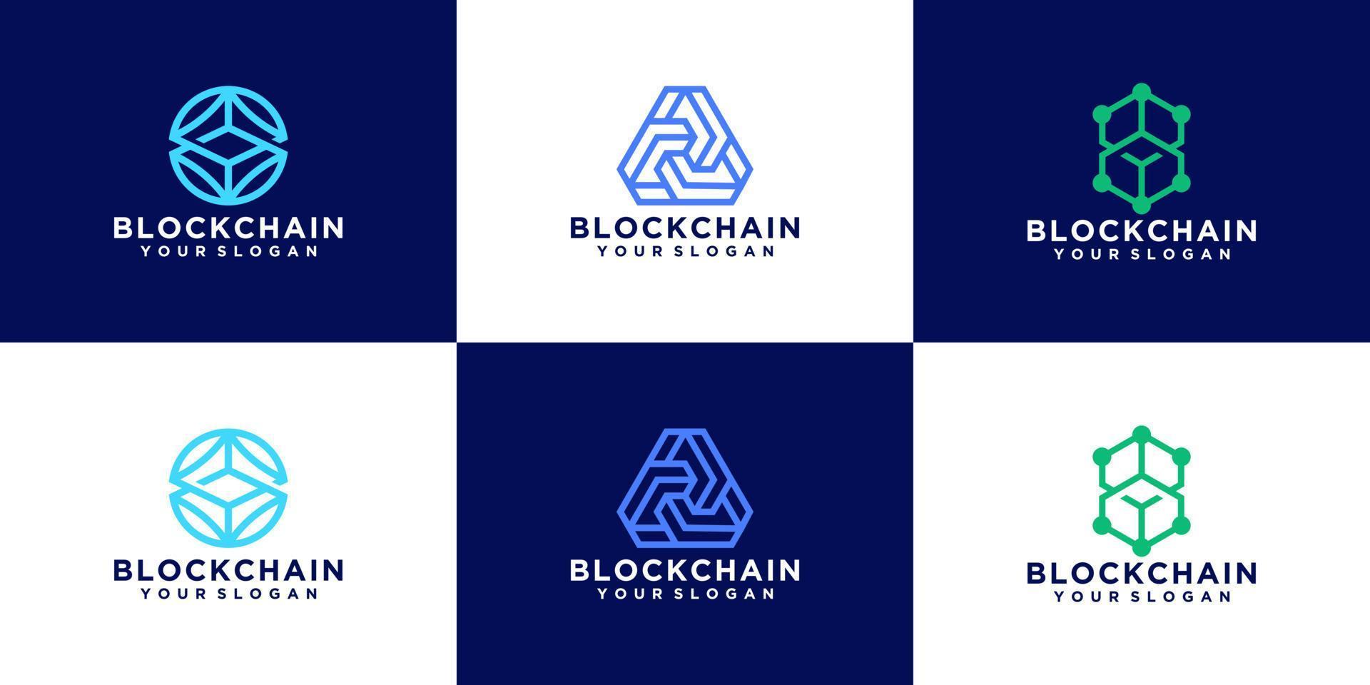 collection de conception de logo abstrait technologie blockchain vecteur