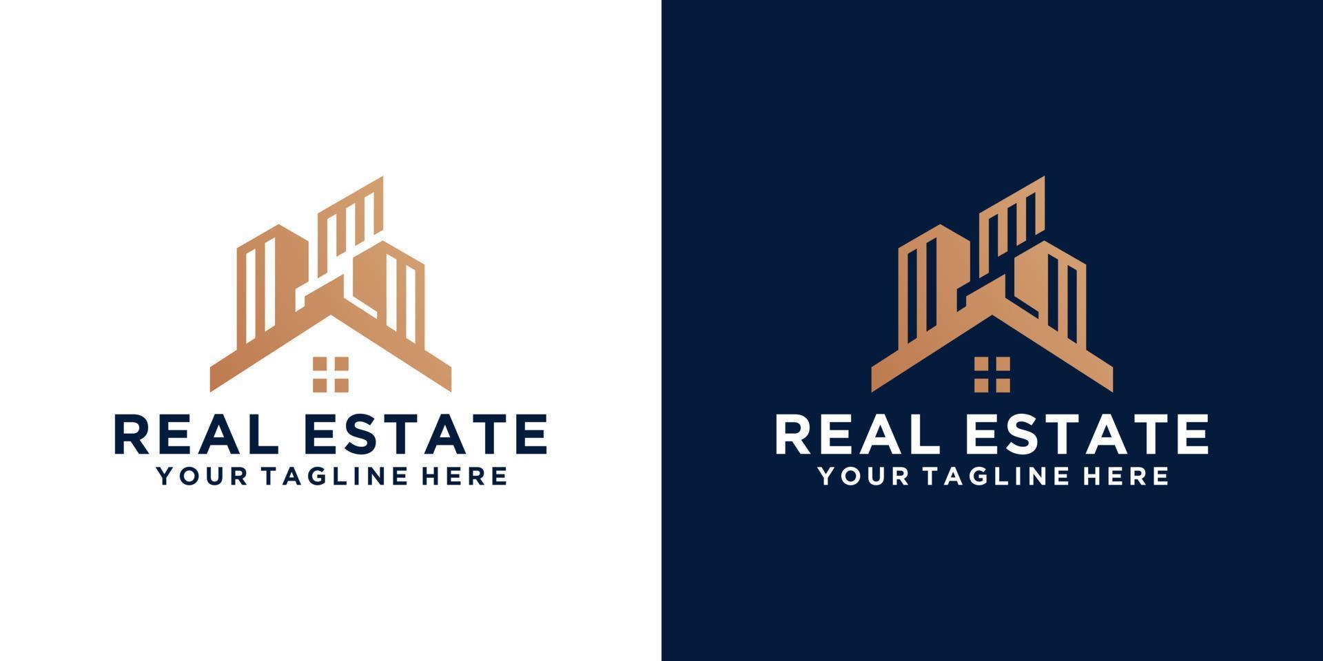 conception de logo résidentiel et immeubles de luxe gratte-ciel vecteur