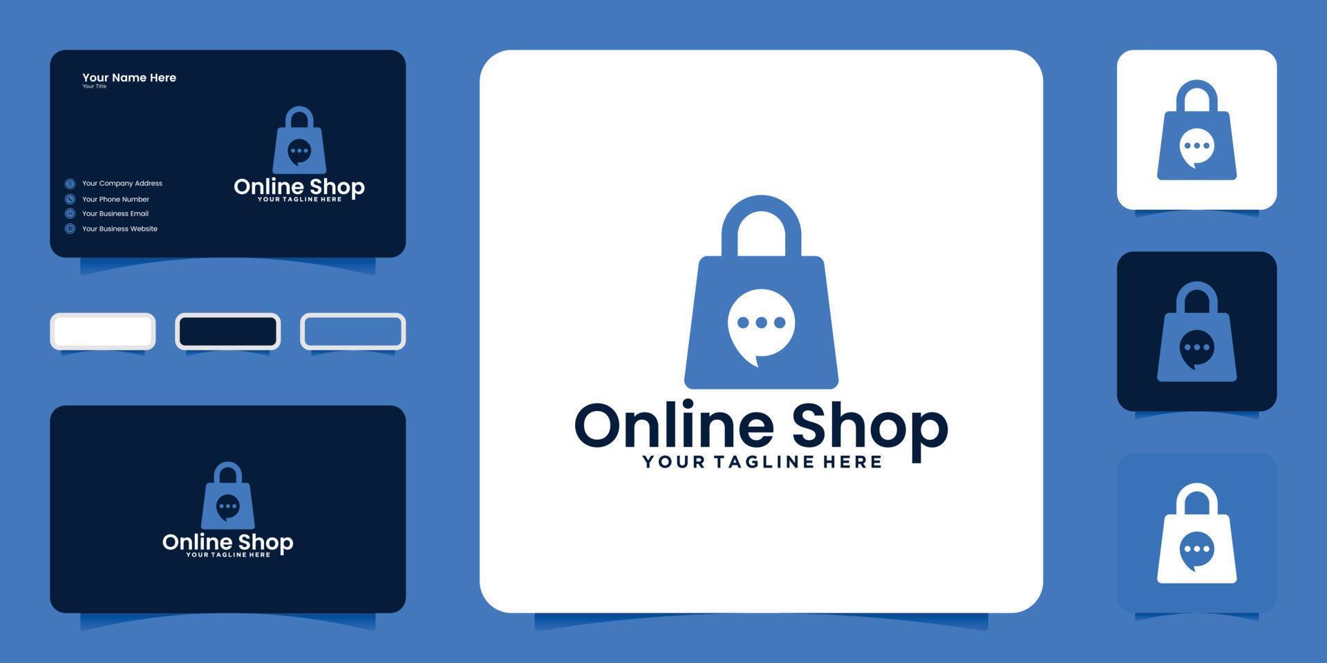 inspiration de conception de logo de magasinage en ligne et inspiration de carte de visite vecteur
