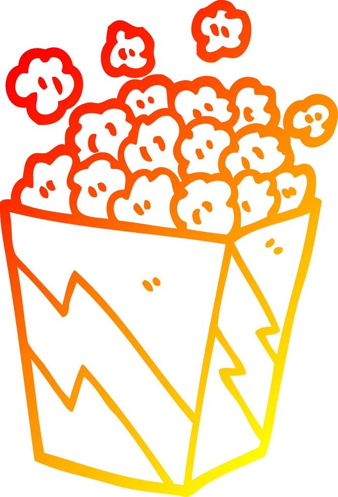 dessin de ligne de gradient chaud pop-corn de cinéma de dessin animé vecteur