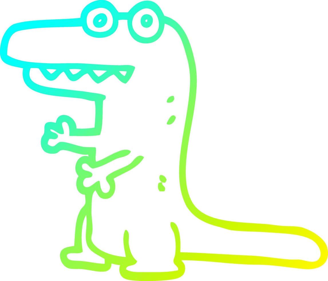 ligne de gradient froid dessin alligator fou de dessin animé vecteur