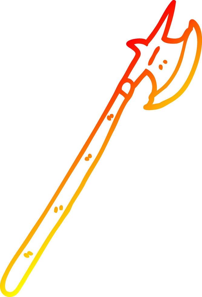 chaud gradient ligne dessin dessin animé hallebarde médiévale vecteur