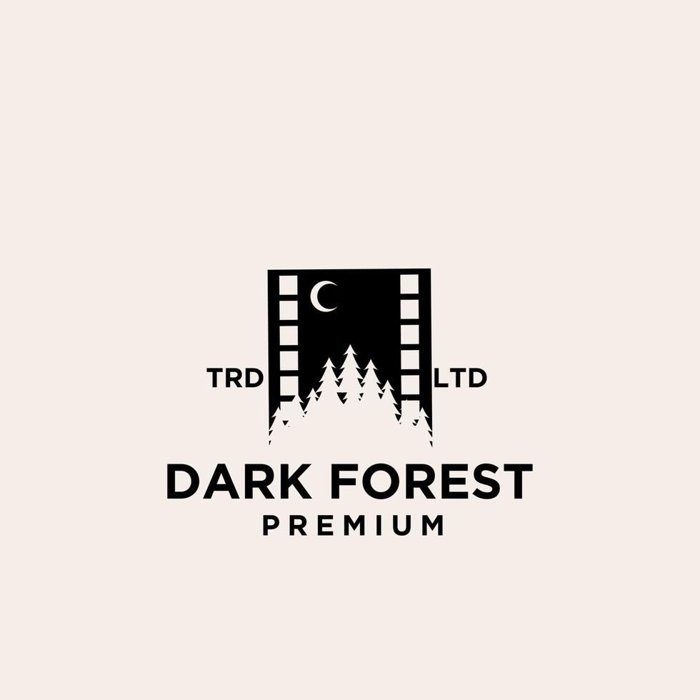 conception d'icône de logo vectoriel de film de forêt d'arbres en bois premium