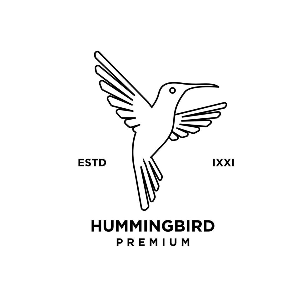 conception d'icône de logo de contour de ligne de colibri vecteur