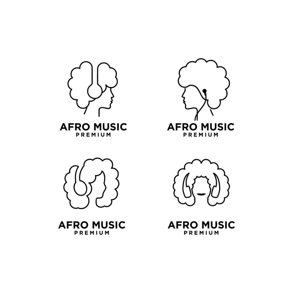 ensemble de création de logo de ligne vectorielle de musique afro vecteur