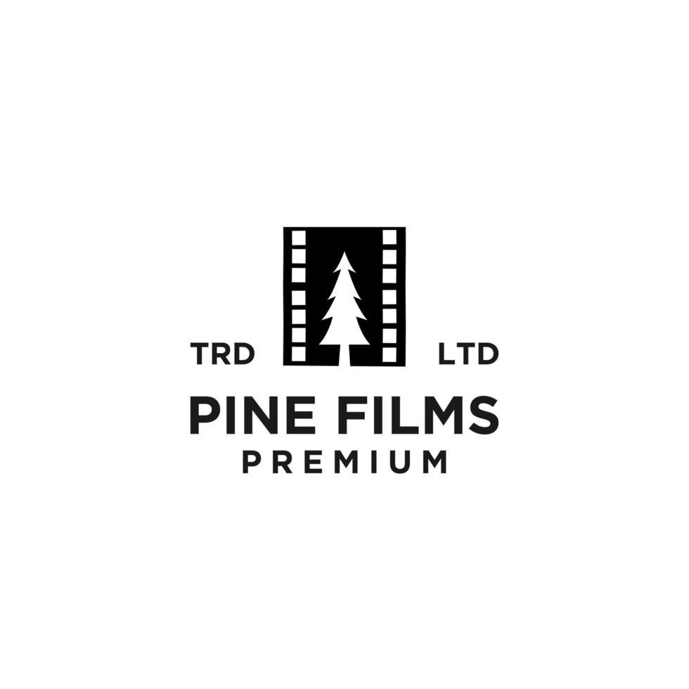 conception d'icône de logo vectoriel de film de forêt d'arbres en bois premium