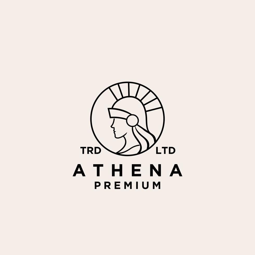 déesse premium athéna sur la conception du logo de la ligne circulaire vecteur
