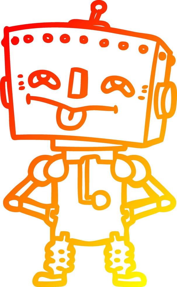 robot de dessin animé de dessin de ligne de gradient chaud vecteur