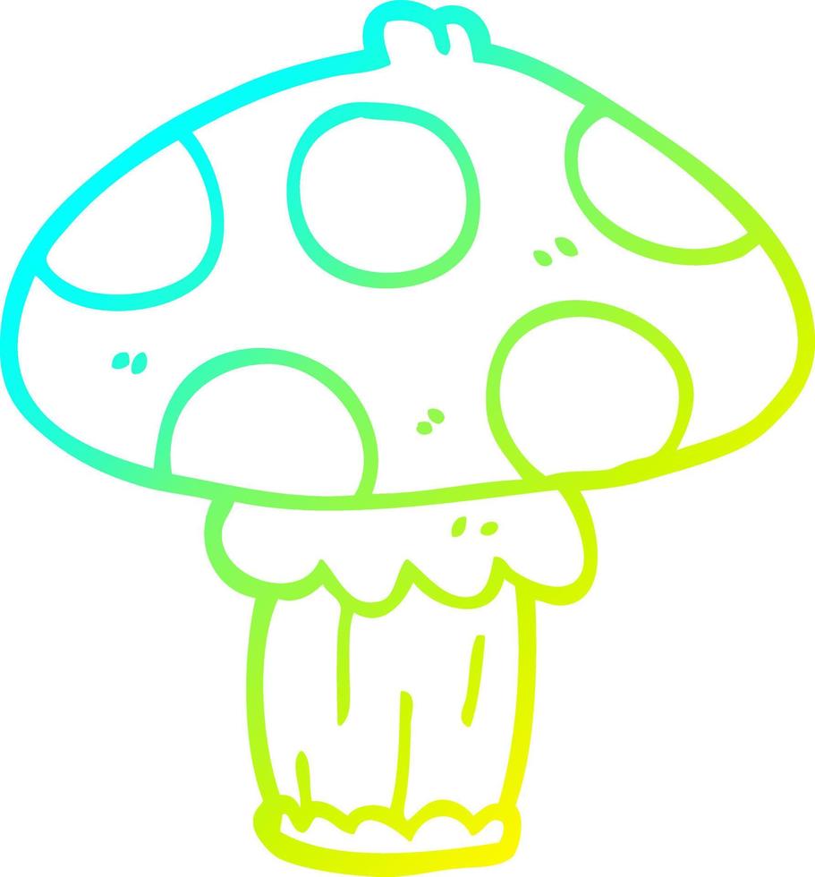 dessin de ligne de gradient froid champignon vénéneux de dessin animé vecteur