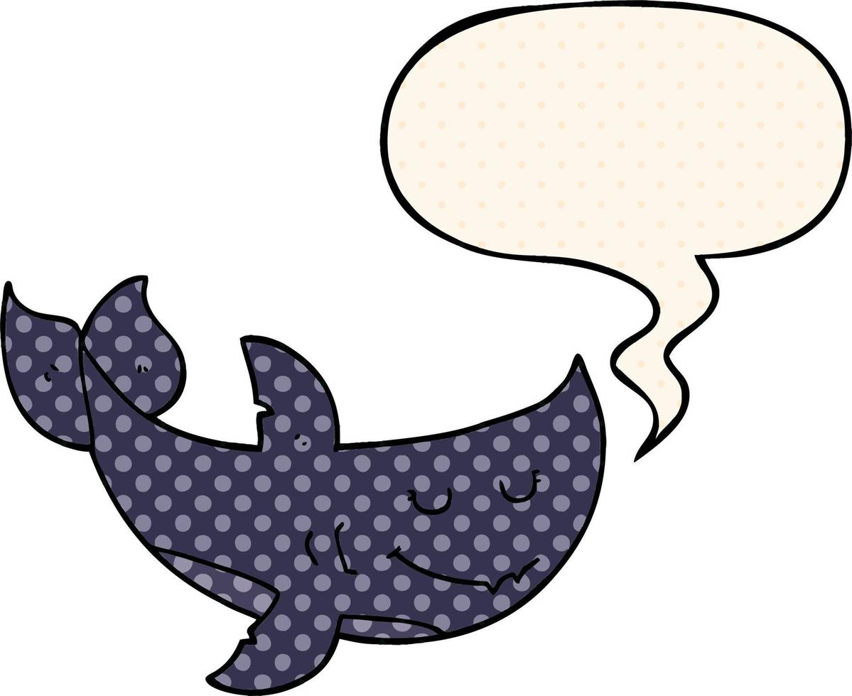 requin de dessin animé et bulle de dialogue dans le style de la bande dessinée vecteur