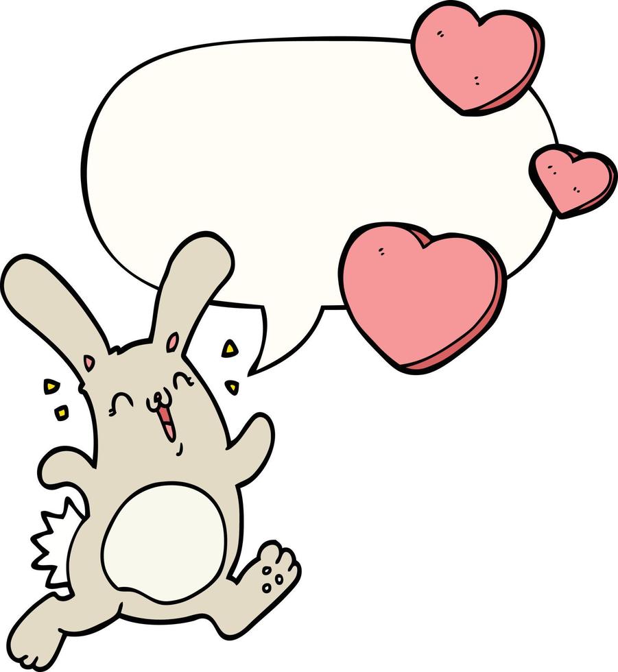 lapin de dessin animé amoureux et bulle de dialogue vecteur