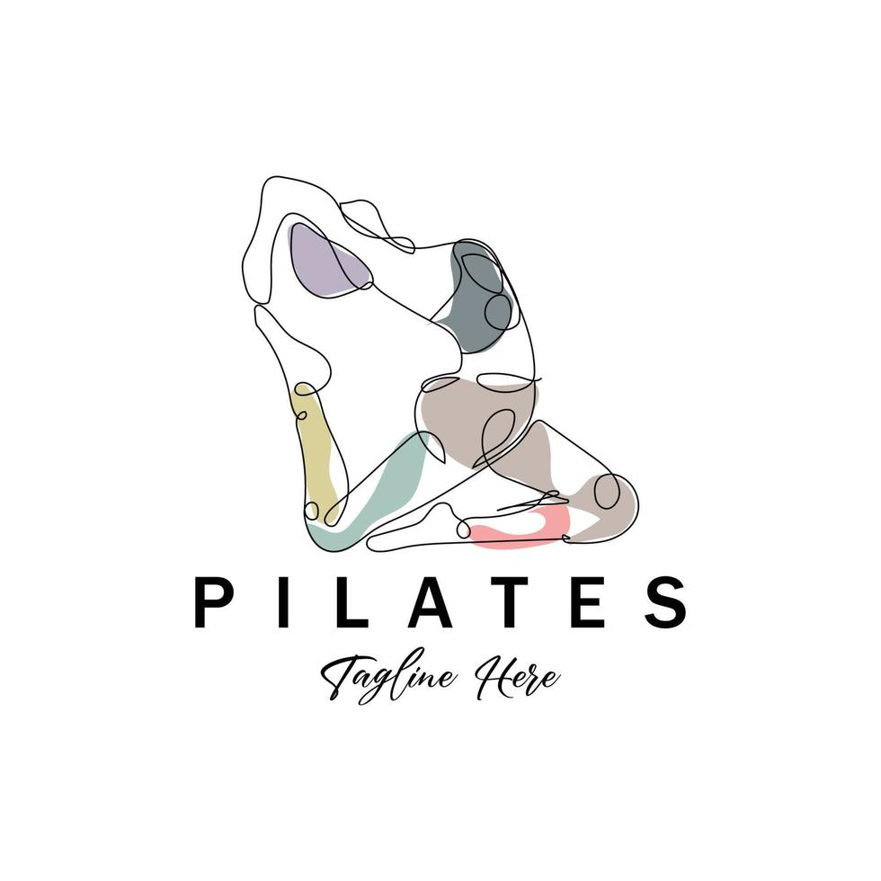 pilates assis pose logo icône symbole un exercice de yoga apaisant qui déplace tout le corps vecteur