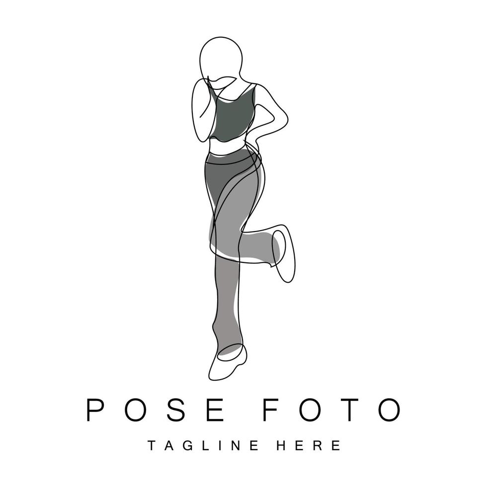 femme selfie pose création de logo, illustration vectorielle de style photo vecteur