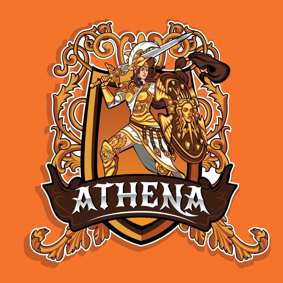 illustration de la conception du logo de la mascotte athena esport vecteur