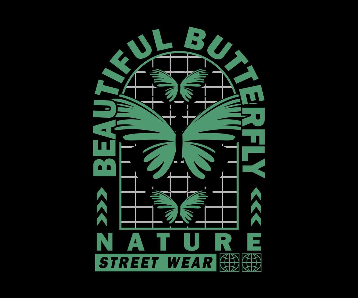 conception graphique esthétique papillon nature pour les vêtements créatifs, pour la conception de t-shirts streetwear et de style urbain, sweats à capuche, etc. vecteur