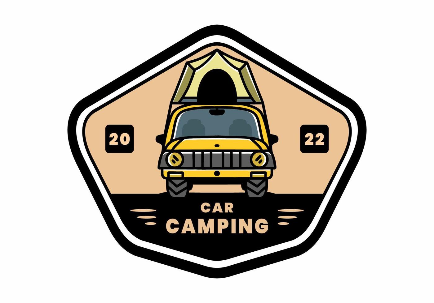 camping sur le toit de la conception d'un insigne d'illustration de voiture vecteur