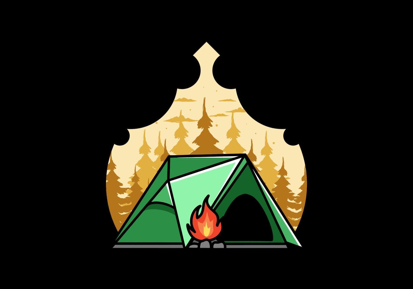 tente de camping triangle et conception d'illustration de feu de joie vecteur