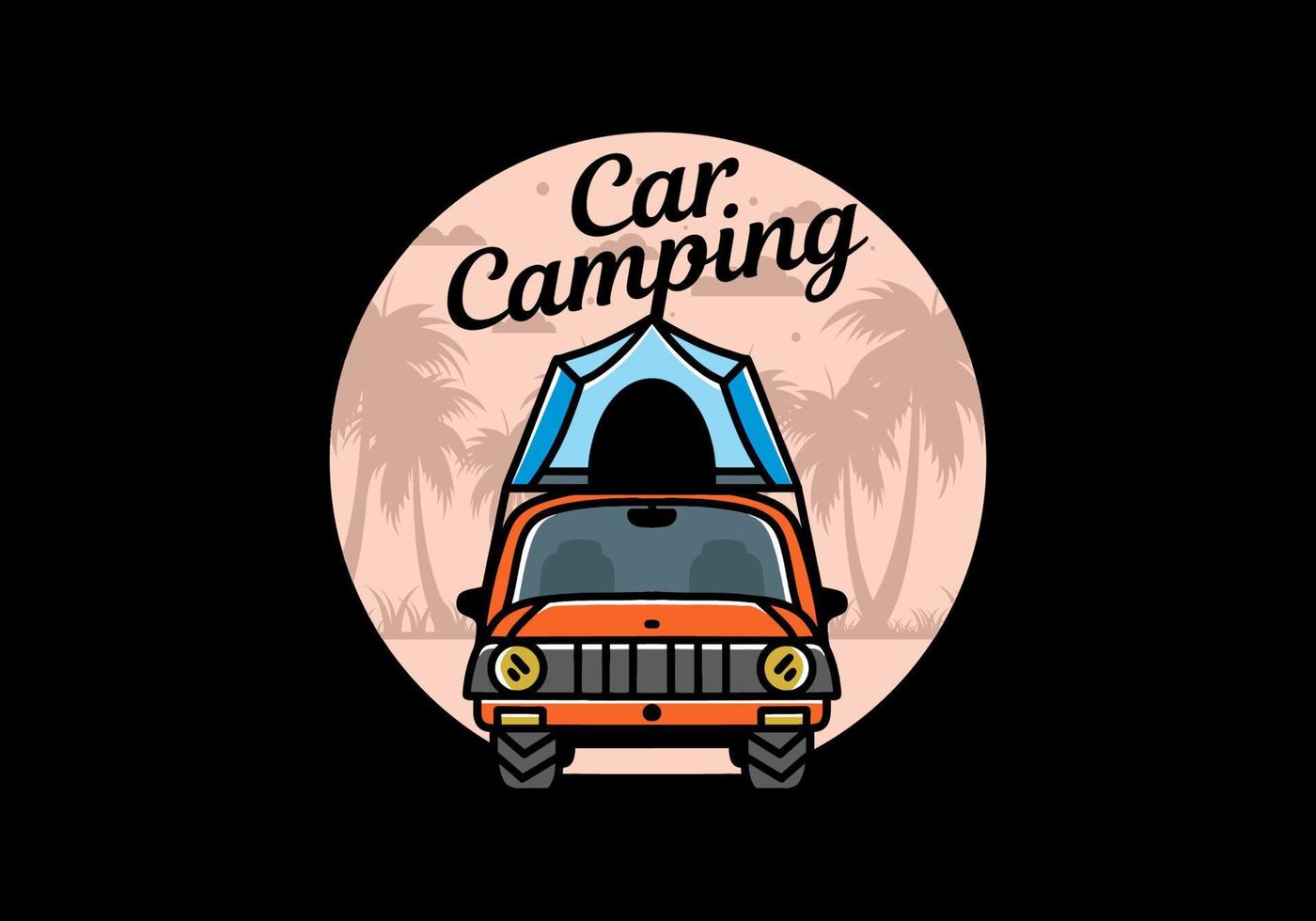 camping sur le toit de la conception d'un insigne d'illustration de voiture vecteur