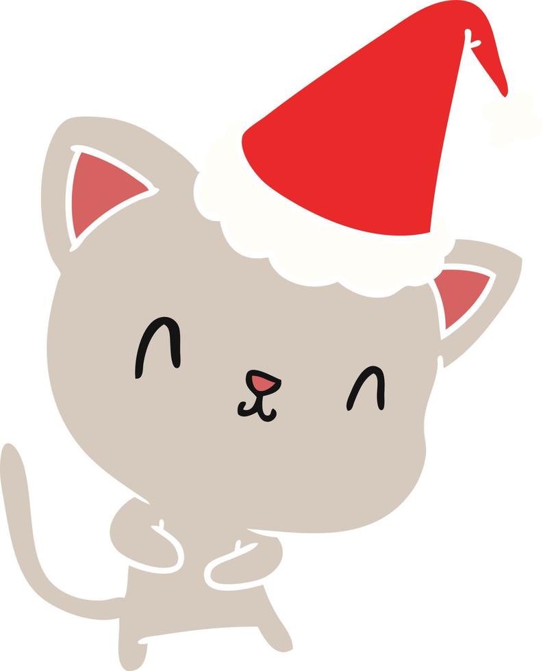 dessin animé de noël de chat kawaii vecteur