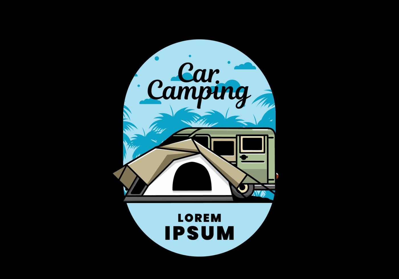 van voiture et conception d'illustration de tente de camping vecteur