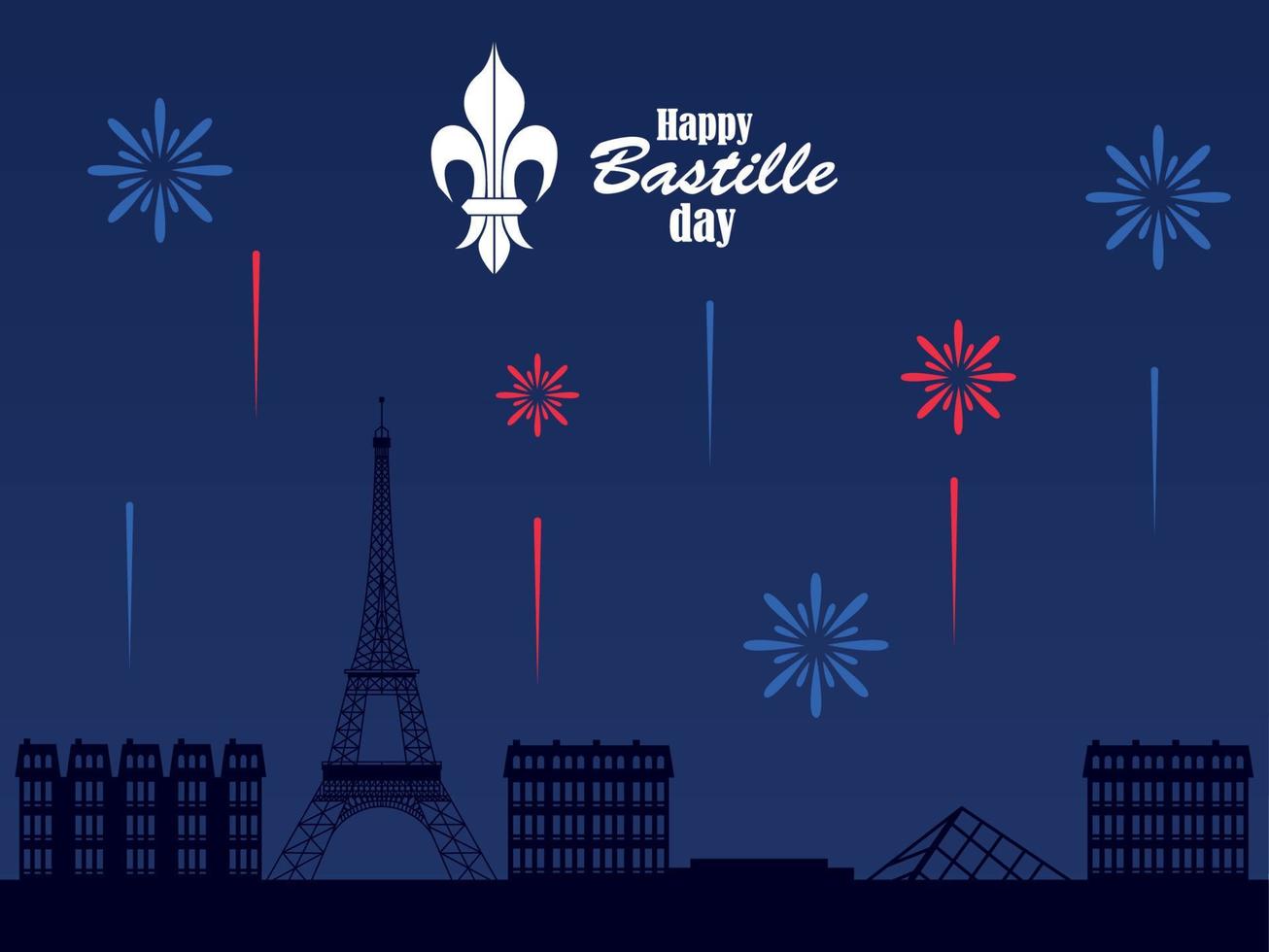 carte postale joyeux jour de la bastille vecteur