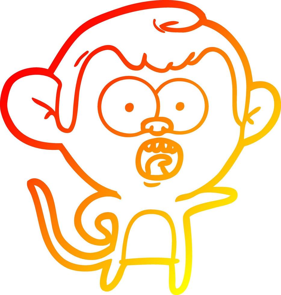 ligne de gradient chaud dessinant un singe choqué de dessin animé vecteur