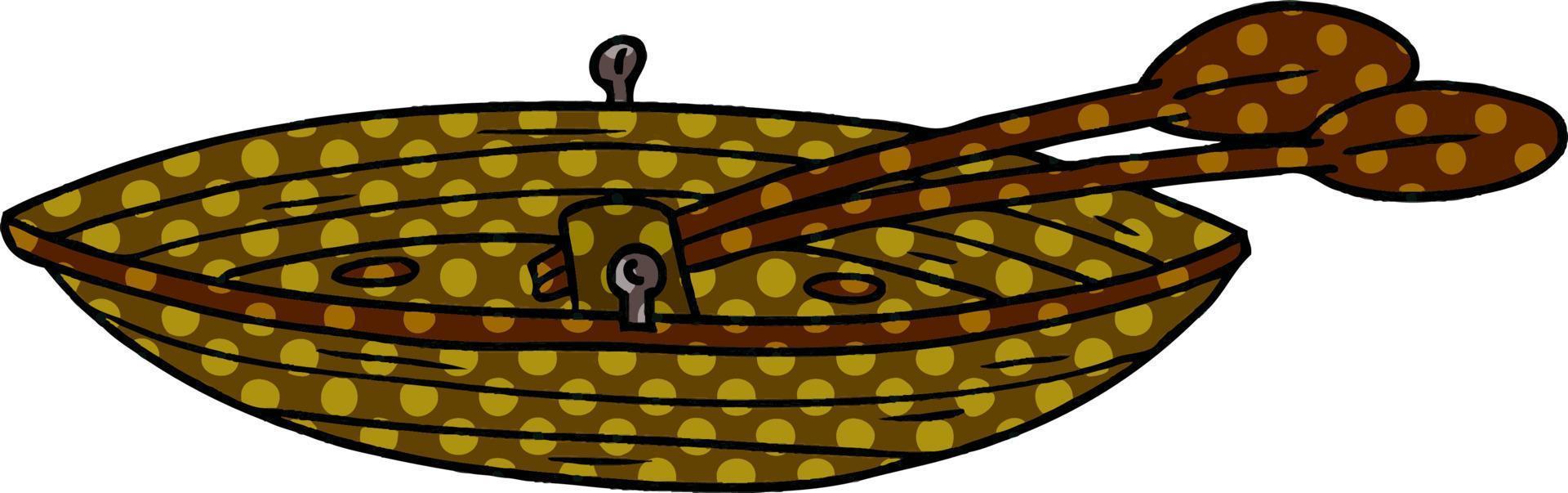 dessin animé doodle d'un bateau en bois vecteur