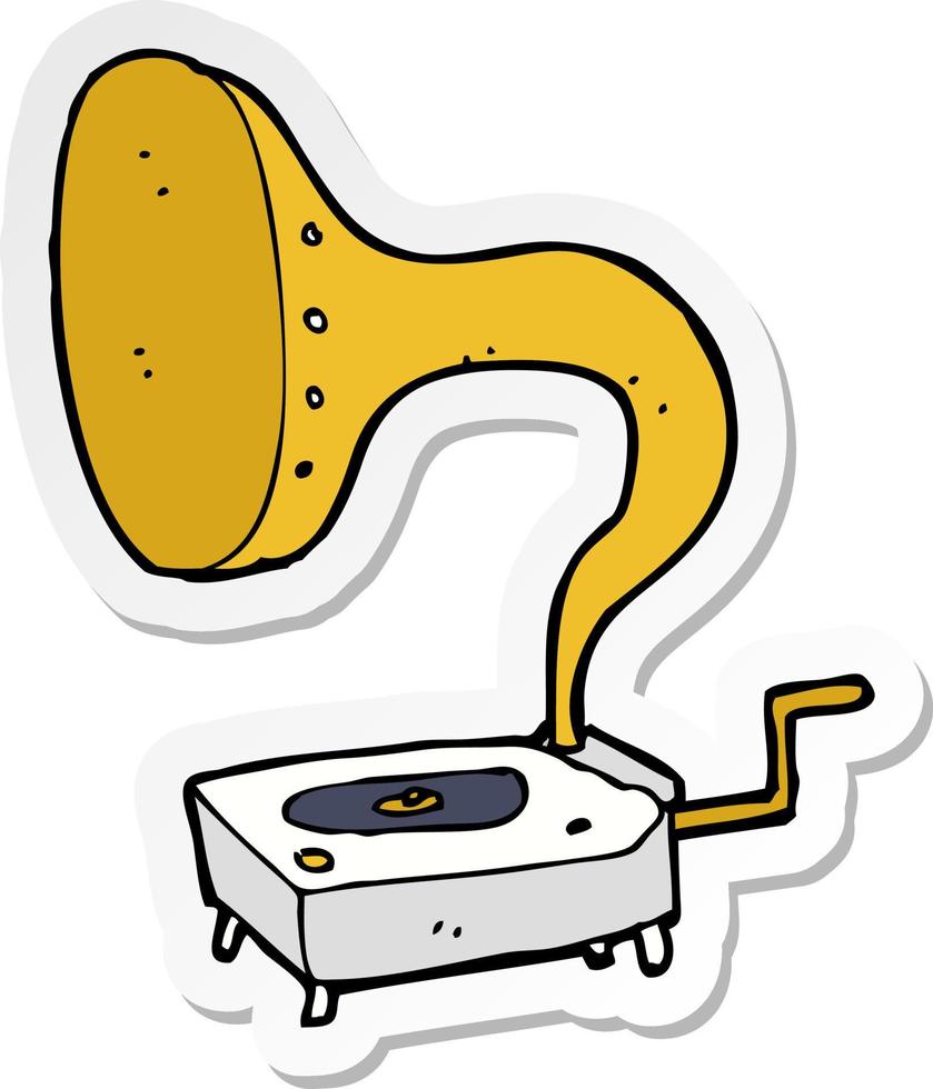 autocollant d'un gramophone de dessin animé vecteur