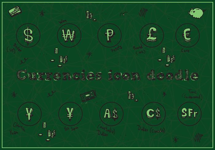 Fonds de vecteur de griffonnage de icônes de monnaie gratuite