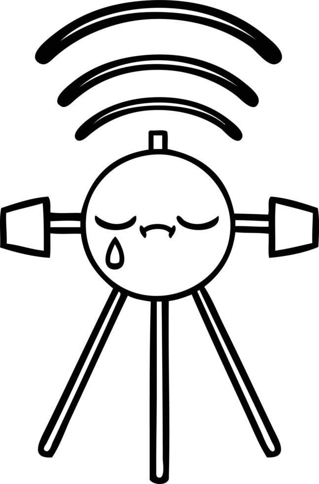 dessin au trait dessin animé pleurer satellite vecteur