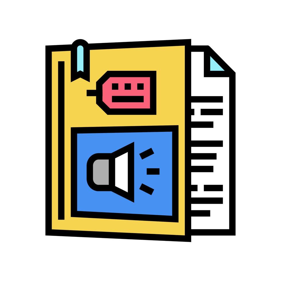illustration vectorielle de l'icône de couleur d'informations du livre de règles vecteur