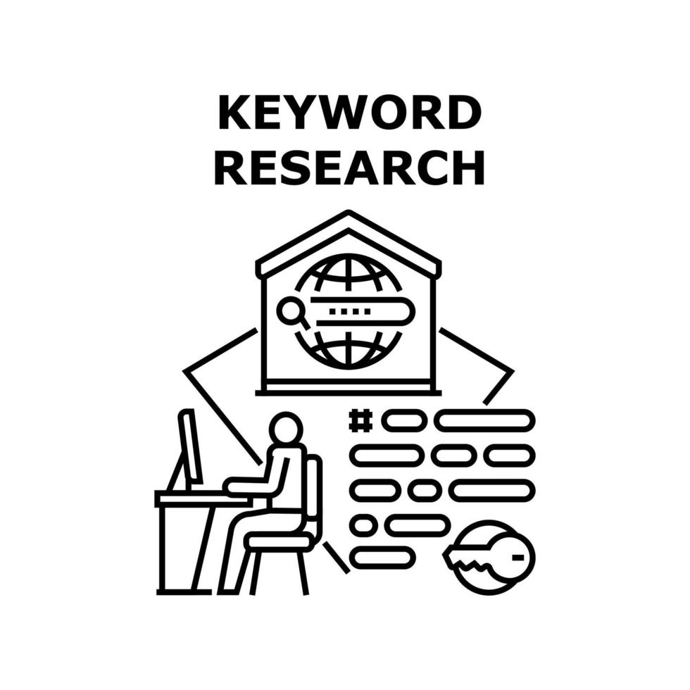 illustration vectorielle de l'icône de recherche de mots clés vecteur