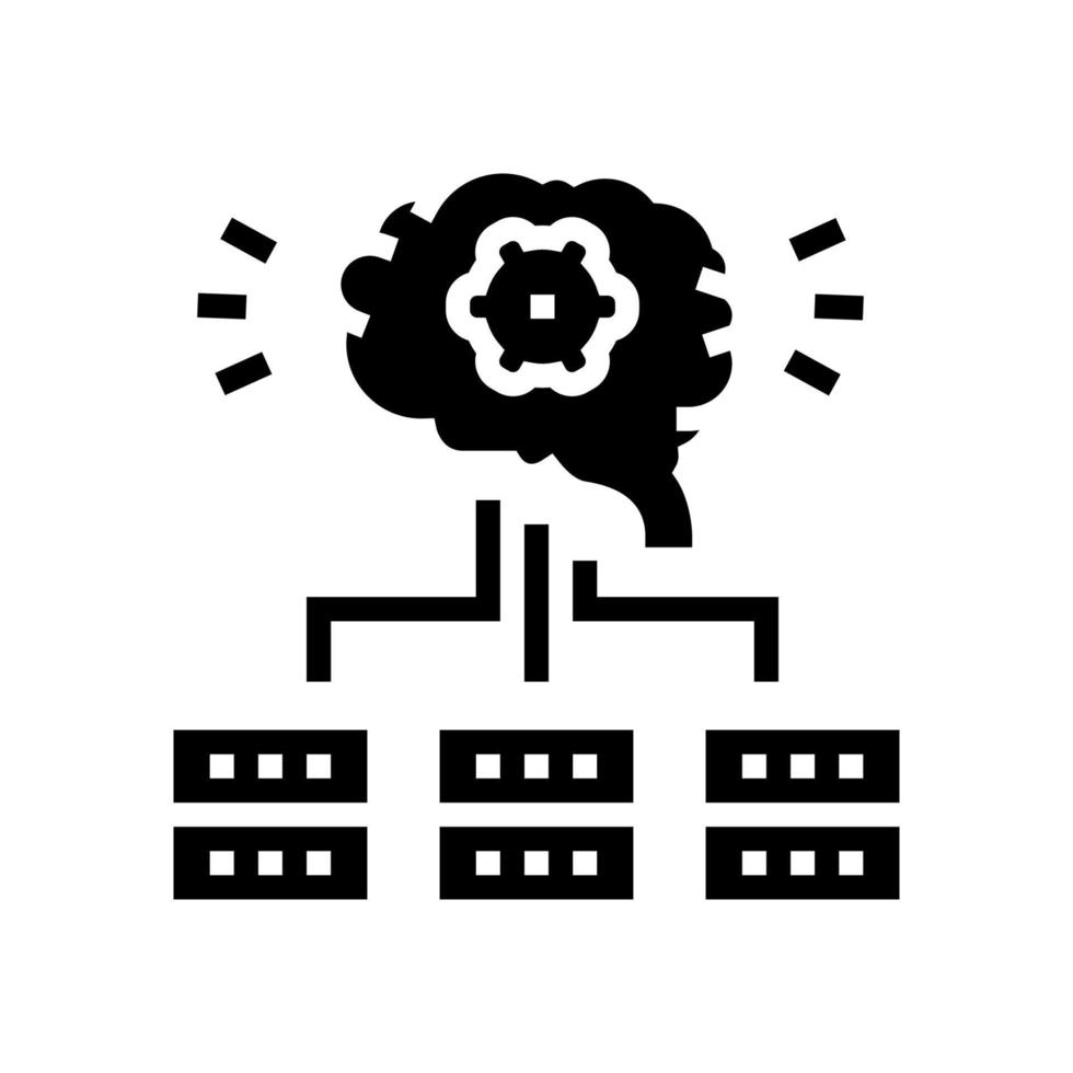 illustration vectorielle d'icône de glyphe de réseau de neurones de communication de serveurs vecteur