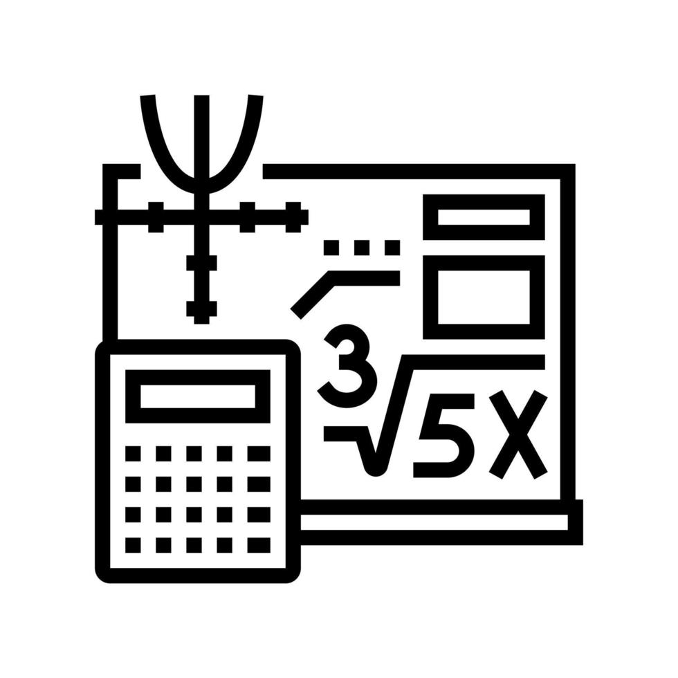 illustration vectorielle de l'icône de la ligne de leçon de l'école de mathématiques vecteur