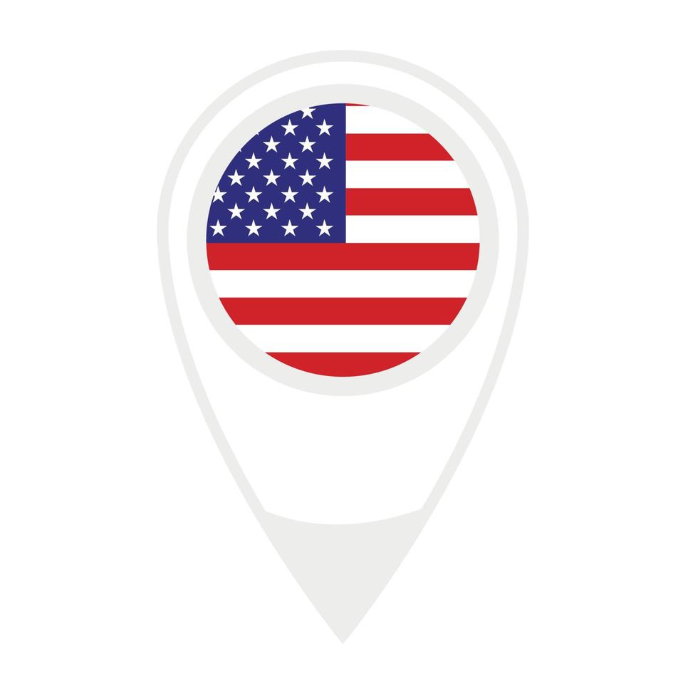 drapeau national des états-unis, icône ronde. icône de pointeur de carte vectorielle. vecteur