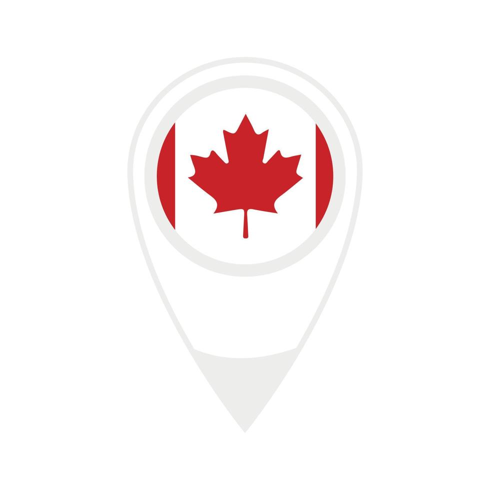 drapeau national du canada, icône ronde. icône de pointeur de carte vectorielle. vecteur