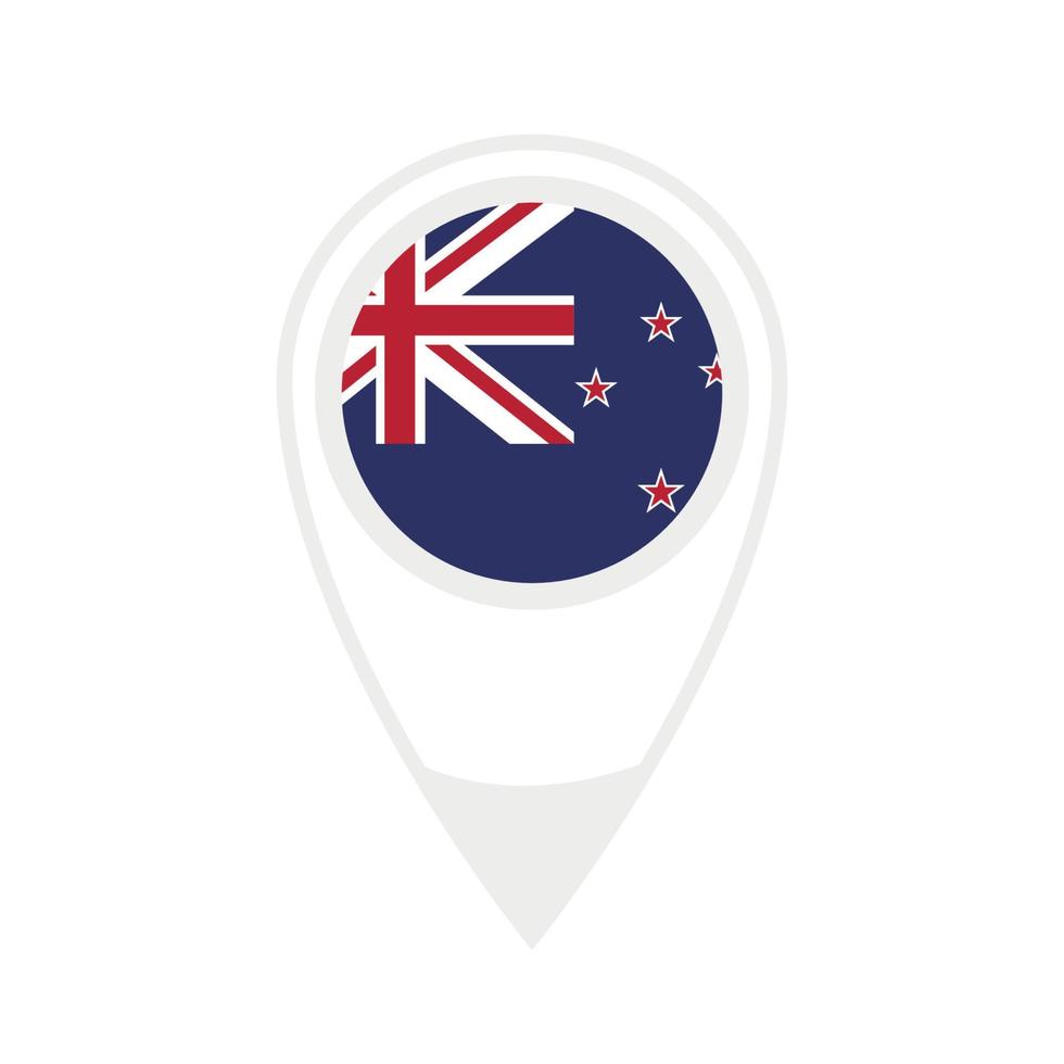 drapeau national de la nouvelle-zélande, icône ronde. icône de pointeur de carte vectorielle. vecteur