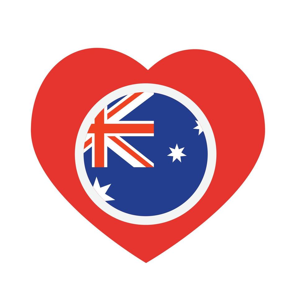 icône vectorielle, coeur rouge avec le drapeau national de l'australie. vecteur