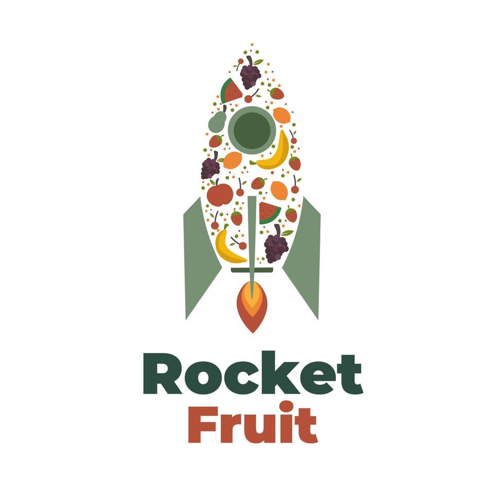 logo illustration de fusée de fruits frais vecteur