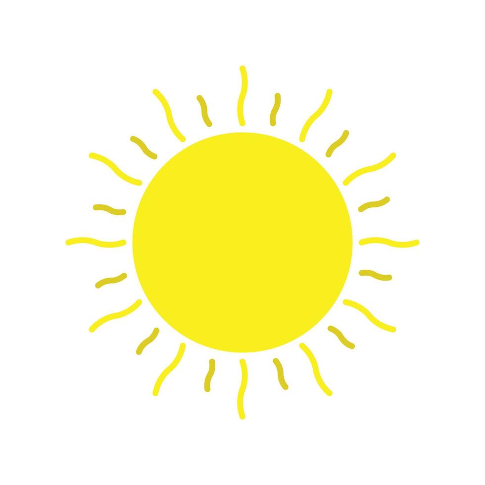 heureux, été, icône, jaune, soleil, à, rayon soleil, lumière vive, vecteur, illustration vecteur