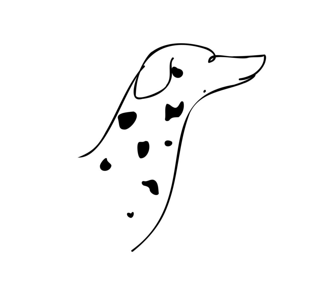 chien de vecteur. races dolmates. élément isolé pour l'icône, logo des produits pour animaux de compagnie. minimalisme dans le style du dessin au trait vecteur