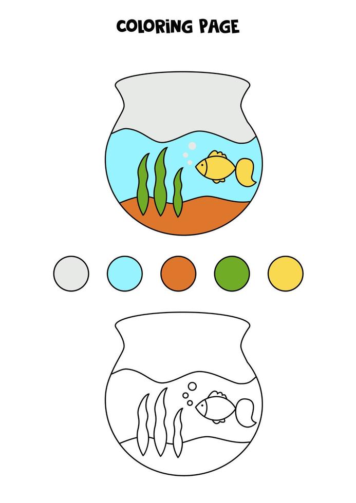 aquarium dessiné à la main de couleur. feuille de travail pour les enfants. vecteur