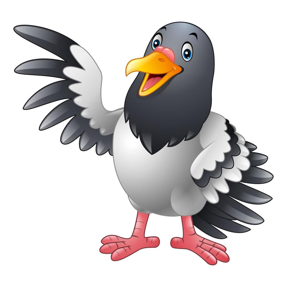 dessin animé drôle oiseau pigeon présentant vecteur