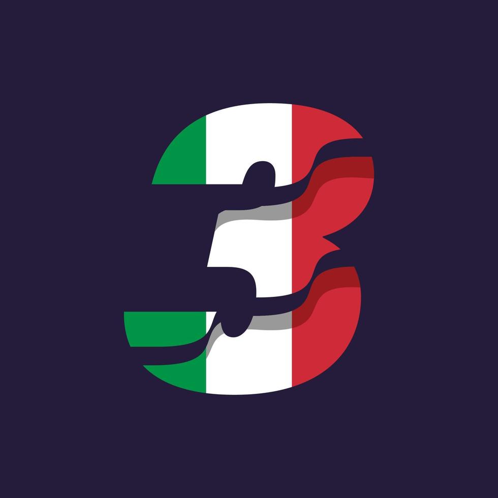 drapeau numérique italien 3 vecteur