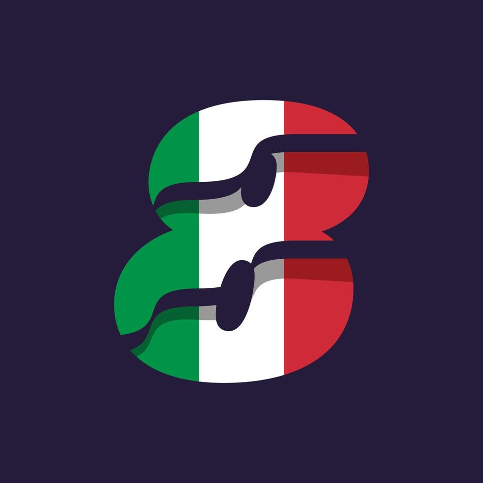 drapeau numérique italien 8 vecteur