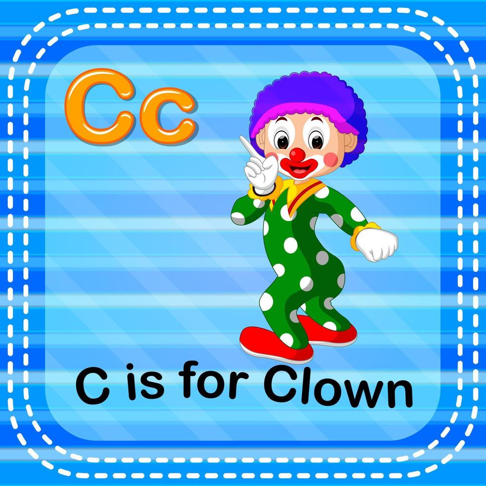 flashcard lettre c est pour clown vecteur